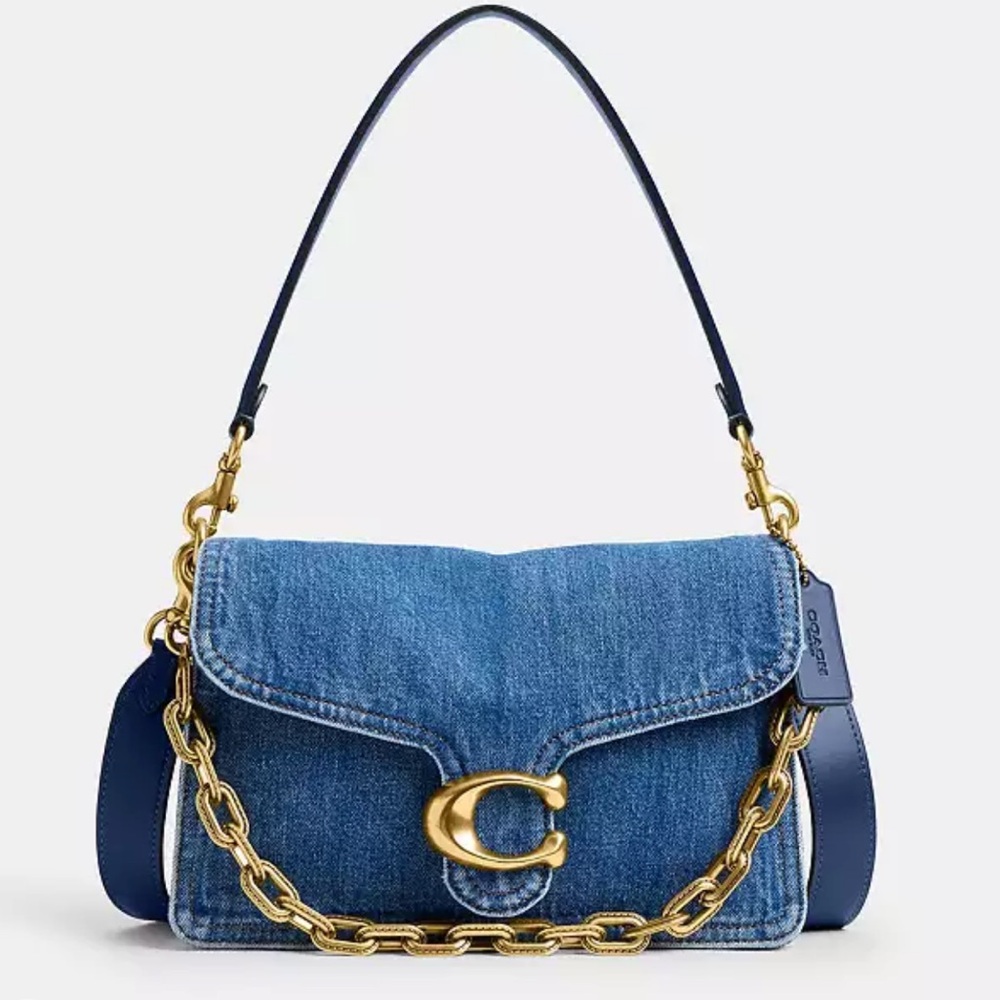 Coach Denim Shoulder Bag with Gold C Hardware - Picture 2 of 15